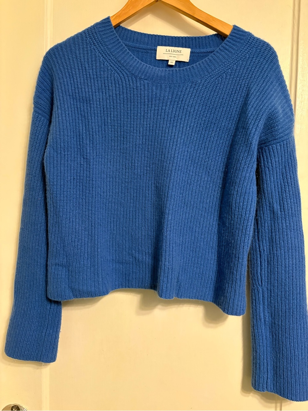 La Ligne Mini Toujours Blue Ribbed Crewneck Sweater -XS